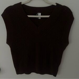 H&M Dark Brown Knit Sleeveless Sweater